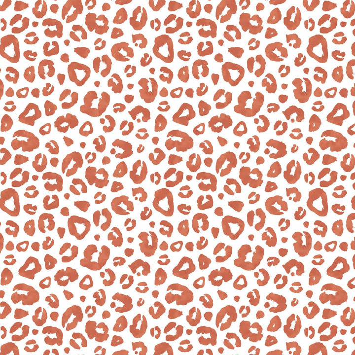 P-2401E - Terra Cotta Watercolor Leopard Print 12 x 12 Scrapbook Paper - Terra cotta leopard print pattern with irregular spots and organic shapes on a white background