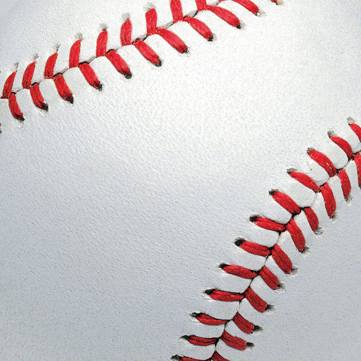P-2414E - Baseball 12 x 12 Scrapbook Paper - White scrapbook paper featuring red baseball stitching design in curved lines