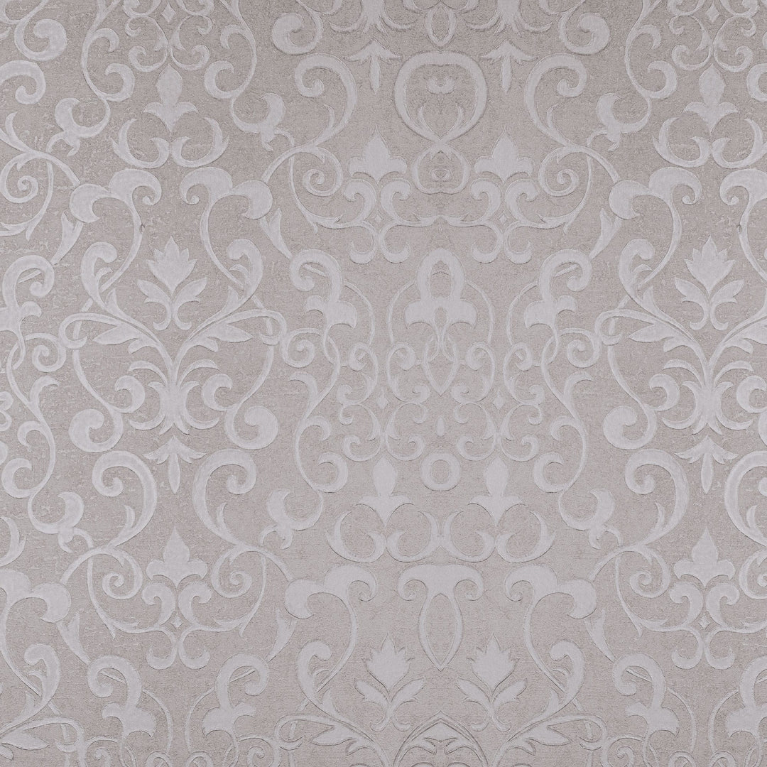 P-2420E - Wedding Cake 12 x 12 Scrapbook Paper - Beige scrapbook paper with an ornate damask pattern in cream and white tones