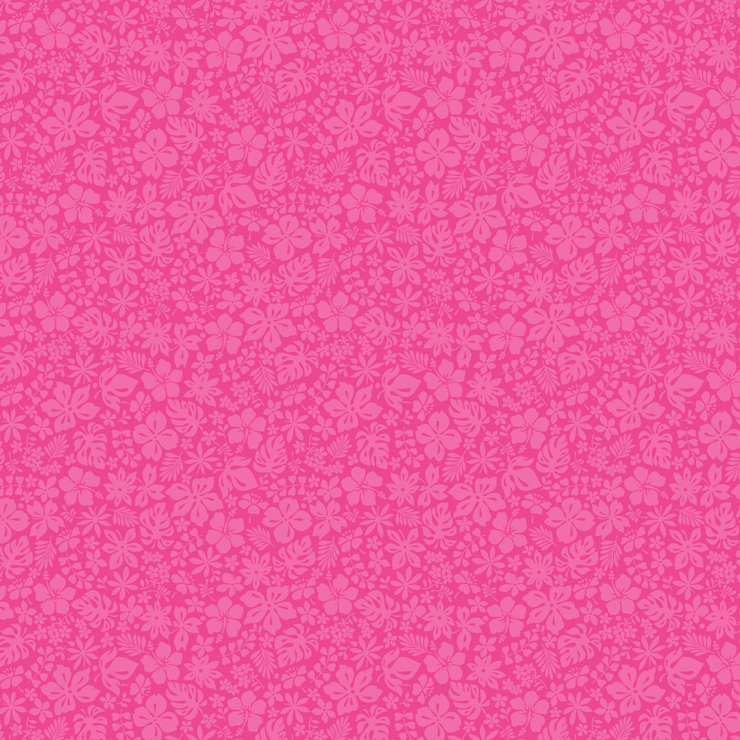 P-2423E - Pink Hibiscus 12 x 12 Scrapbook Paper - Seamless pink floral pattern featuring various hibiscus and tropical flowers in tonal shades