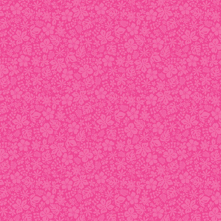P-2423E - Pink Hibiscus 12 x 12 Scrapbook Paper - Seamless pink floral pattern featuring various hibiscus and tropical flowers in tonal shades