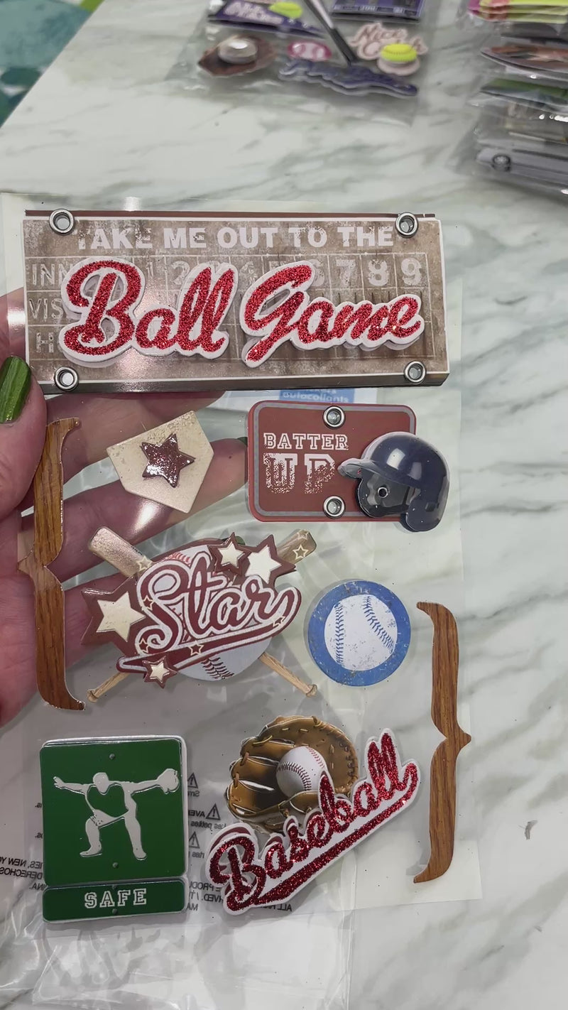 Scrapbook Stickers - 3D Baseball
