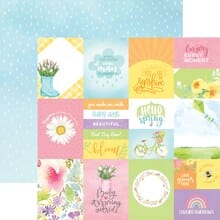 PSET-0006E - Spring Easter Paper Assortment - Colorful assorted paper squares featuring spring florals, Easter messages, and pastel designs in pink, yellow, and blue tones