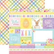 PSET-0006E - Spring Easter Paper Assortment - Pastel Easter-themed paper collection featuring bunny, eggs, and spring designs on plaid and floral backgrounds