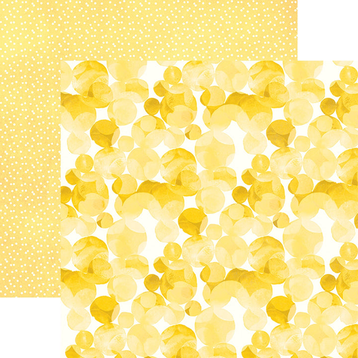 PSET-0030E - YELLOW COLORWAYS PATTERN 12 X 12 PAPER SET - Two yellow patterned papers: one with white polka dots, one with overlapping translucent circles