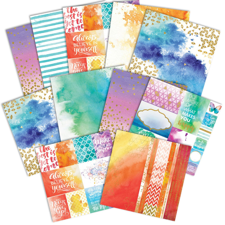 COLOR WASHED  PATTERN 12 X12 SCRAPBOOK PAPER SET
