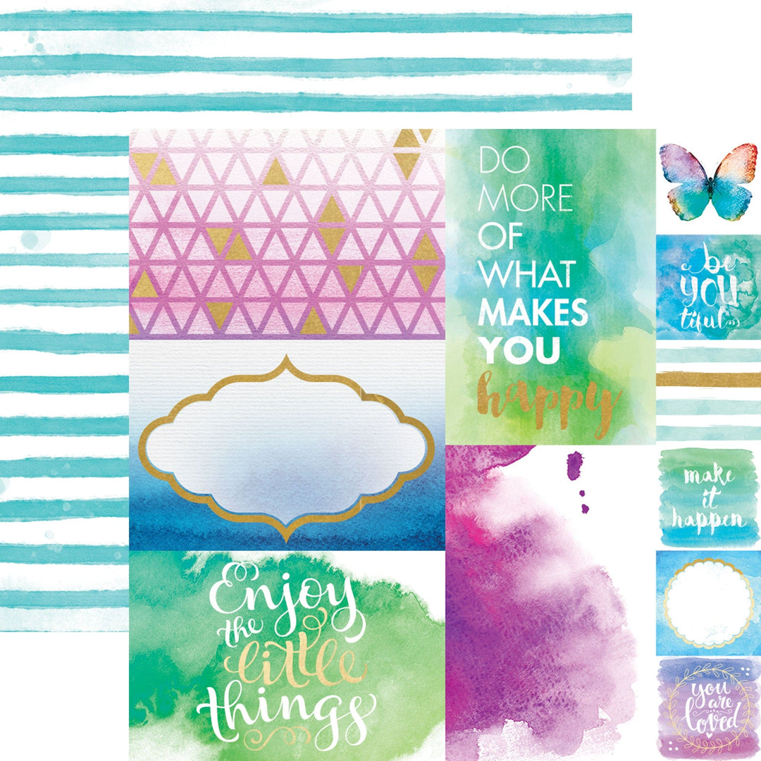 COLOR WASHED  PATTERN 12 X12 SCRAPBOOK PAPER SET