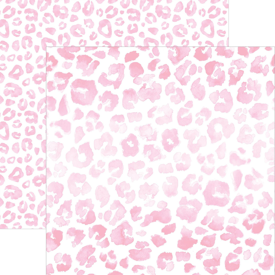 PSET-0049E - Leopard Colorways Paper Assortment - Pink leopard print patterned paper sheets in various shades displayed overlapping