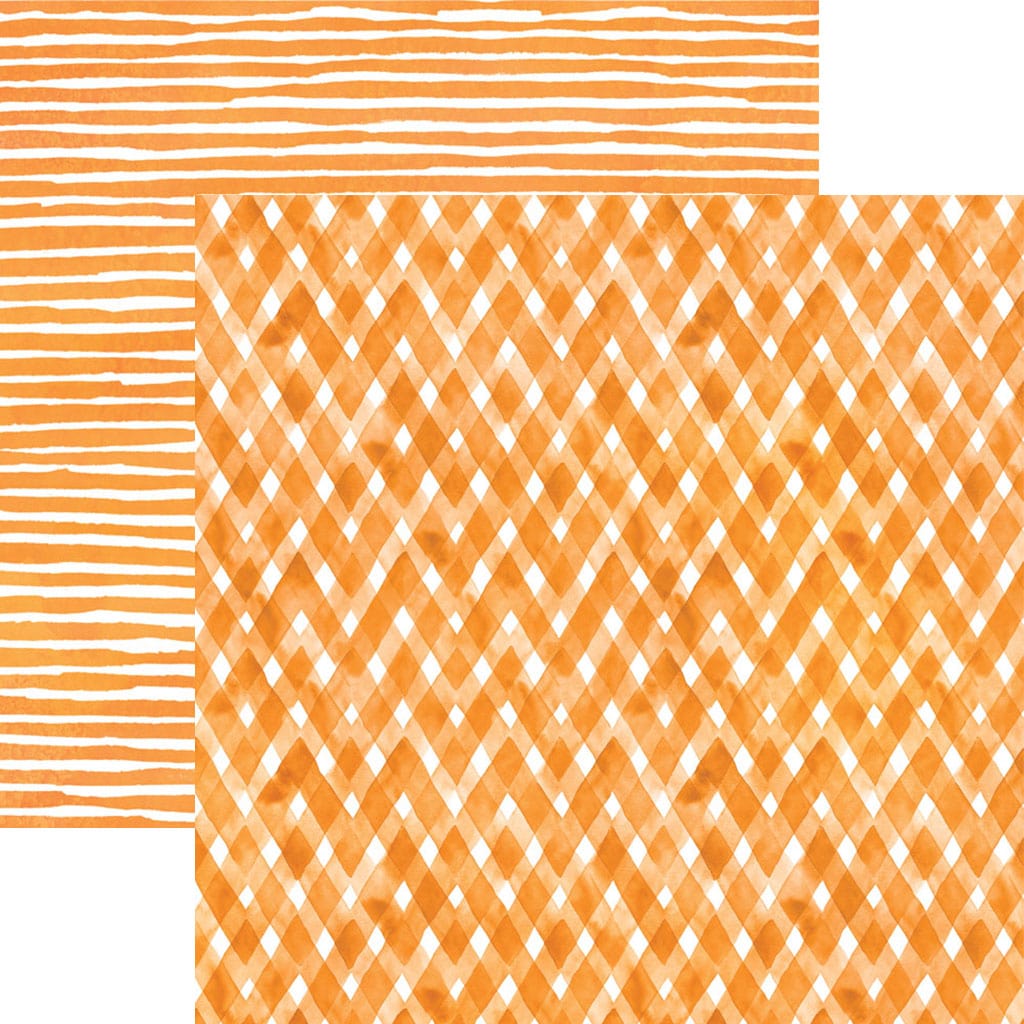 SET-0142E - Halloween Crafting Set - Orange and white striped and argyle patterned decorative paper sheets