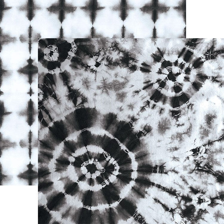 SET-0142E - Halloween Crafting Set - Black and white tie-dye pattern with circular radial design and striped border elements