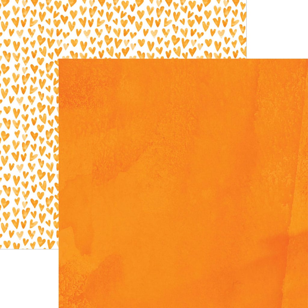 SET-0142E - Halloween Crafting Set - Two-toned decorative paper with orange hearts on white and solid orange background