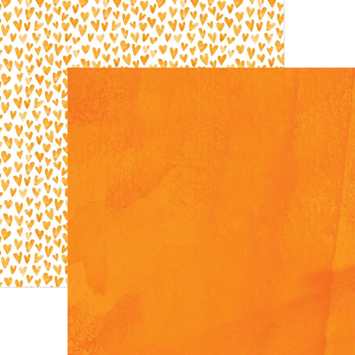SET-0142E - Halloween Crafting Set - Two-toned decorative paper with orange hearts on white and solid orange background