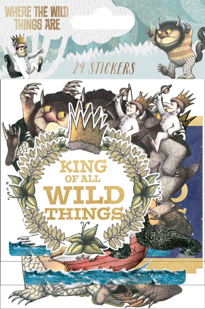 STDC-0020E - Die Cut Scrapbook Stickers - Wild Things - Die-cut sticker pack featuring colorful wild creatures and characters in a crown-framed design with forest and water elements