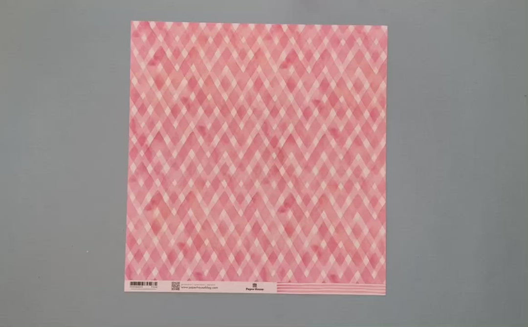 Scrapbook Paper - Pink Watercolor Plaid / Stripes