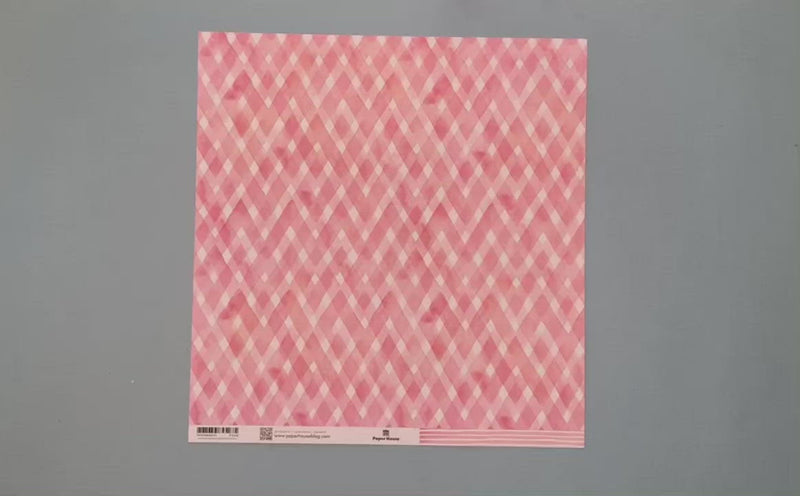 Scrapbook Paper - Pink Watercolor Plaid / Stripes