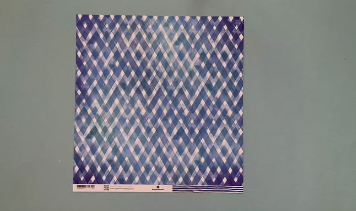 Scrapbook Paper - Blue Watercolor Plaid / Stripes