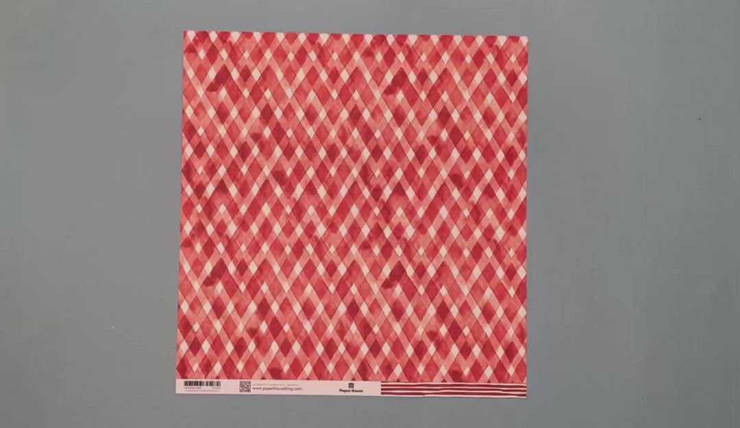 Scrapbook Paper - Red Watercolor Plaid / Stripes