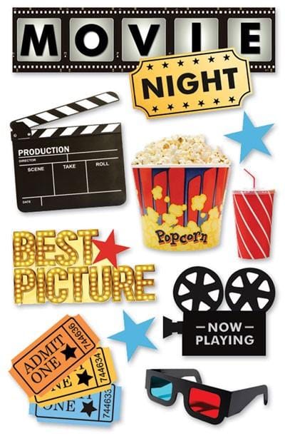 3D scrapbook stickers featuring movie themed images