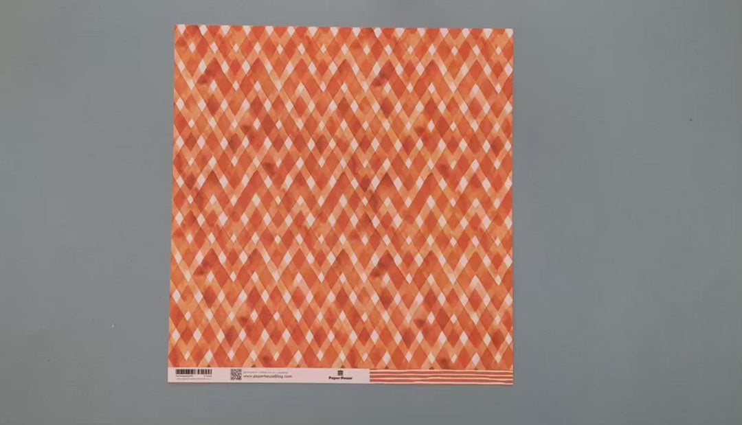 Scrapbook Paper - Orange Watercolor Plaid / Stripes