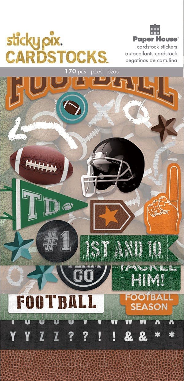football cardstock sticker multipack 