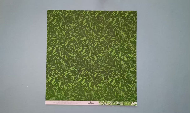 Scrapbook Paper - Green Watercolor Leaves