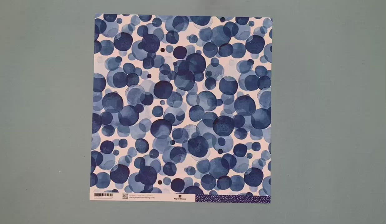 Scrapbook Paper - Blue Watercolor & Hearts