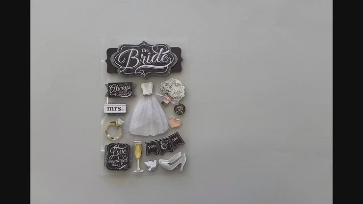 Pegatinas vintage 3D Just Married Scrapbook – Hacemos Arte de tus Sueños…