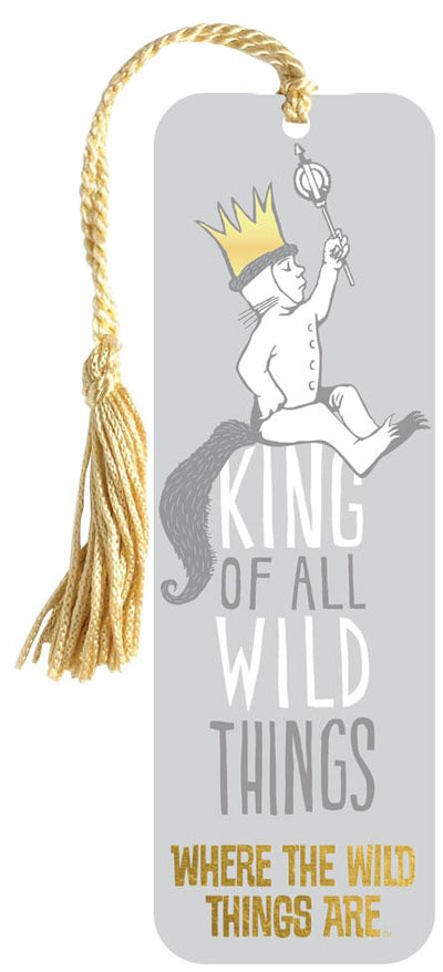 Bookmark featuring Where The Wild Things Are - king of all wild things, with gold tassel shown on white background.