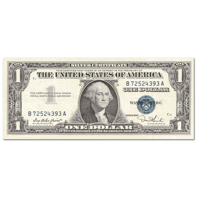 note card featuring photographic image of a US dollar bill.