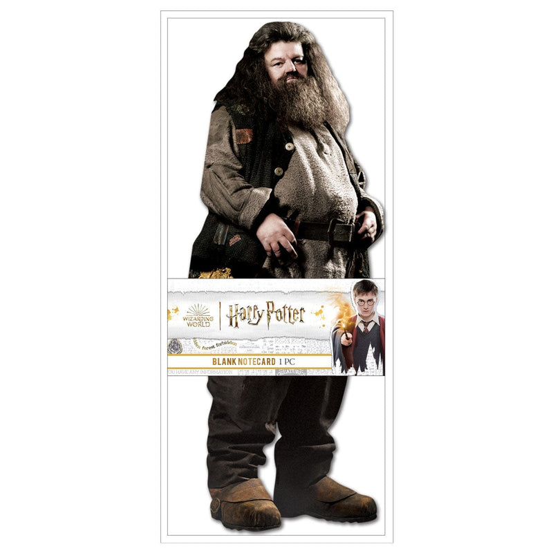 shaped note card featuring image of Hagrid shown in package on white background.