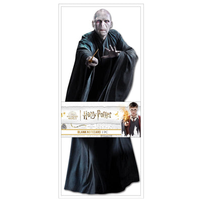 shaped Harry Potter note card featuring Lord Voldemort in package on a white background.