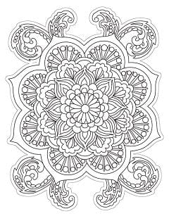 note card featuring die cut Mandala coloring card, shown on white background.