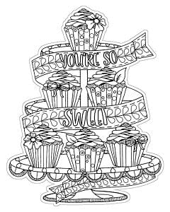 Note Card - Cupcakes Coloring Card