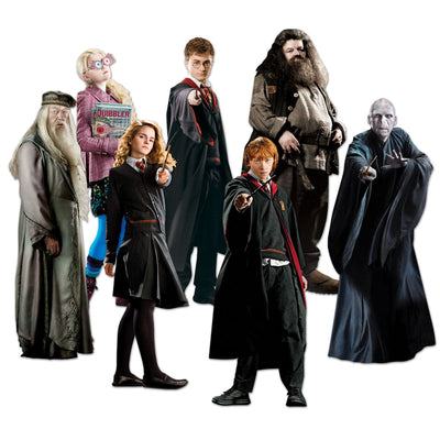 This image of a harry potter note cards set features 7 photo-real harry potter characters die cut and shown on a white background.