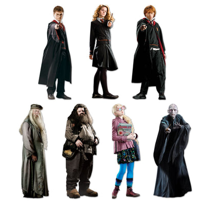 This image of a harry potter note cards set features 7 photo-real harry potter characters die cut and shown on a white background.