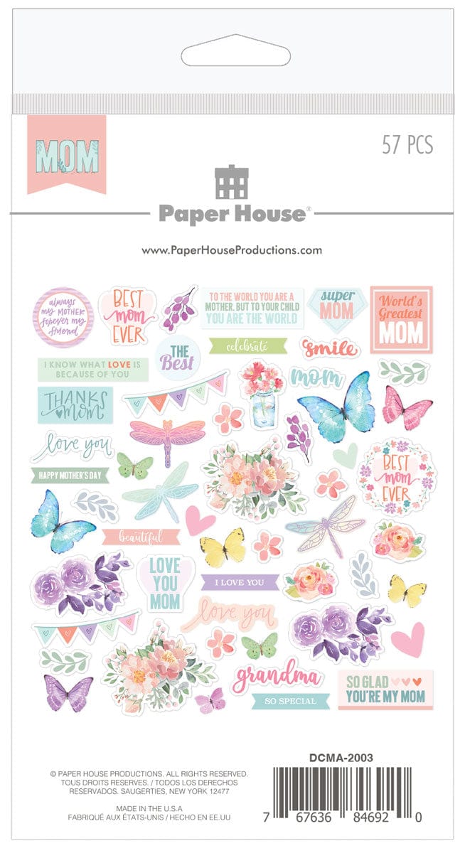 scrapbook die cuts package back featuring all the pastel butterfly and floral die cuts, shown on a white background.