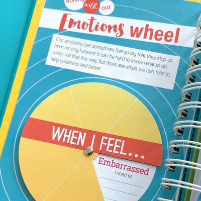 kids journal featuring a close up of the Emotions Wheel.