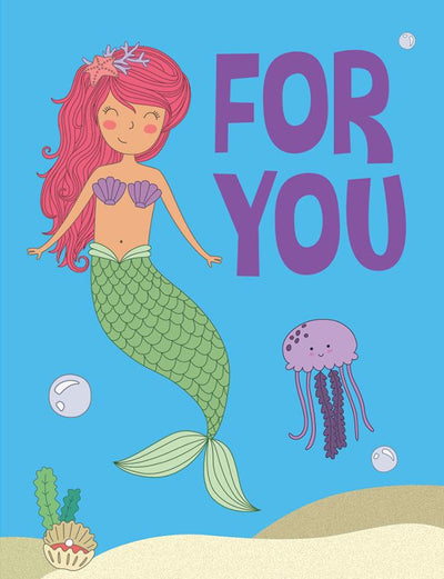 gift enclosure card featuring a colorful illustrated mermaid 