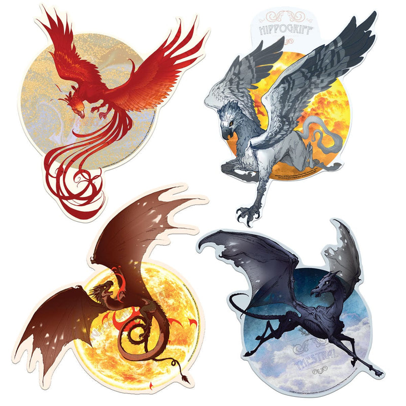 Harry Potter puzzles featuring Thestral, Fawkes, Hippogriff and Hungarian Horntail shown on a white background.