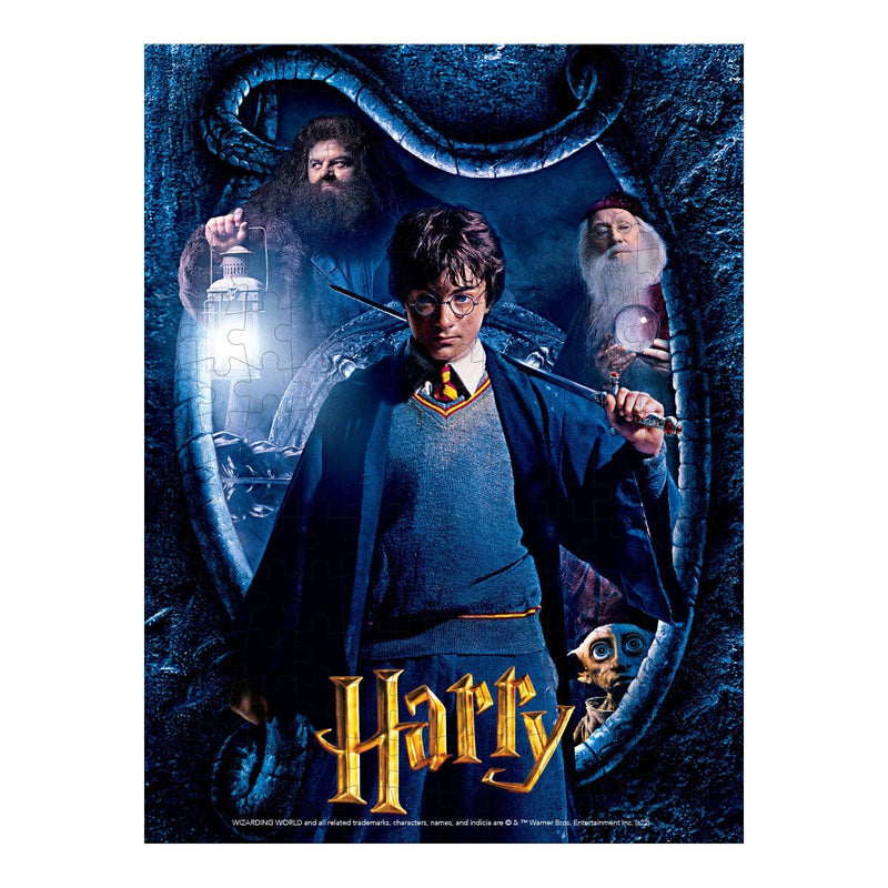 This jigsaw puzzle features a blue themed Harry from the Harry Potter puzzles set shown on a white background.