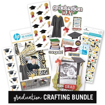 craft kit featuring an assortment of graduation themed stickers, shown on white background.