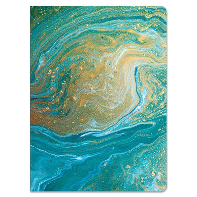 Teal Marble softcover journal notebook image shows cover featuring marble pattern in teal and gold.