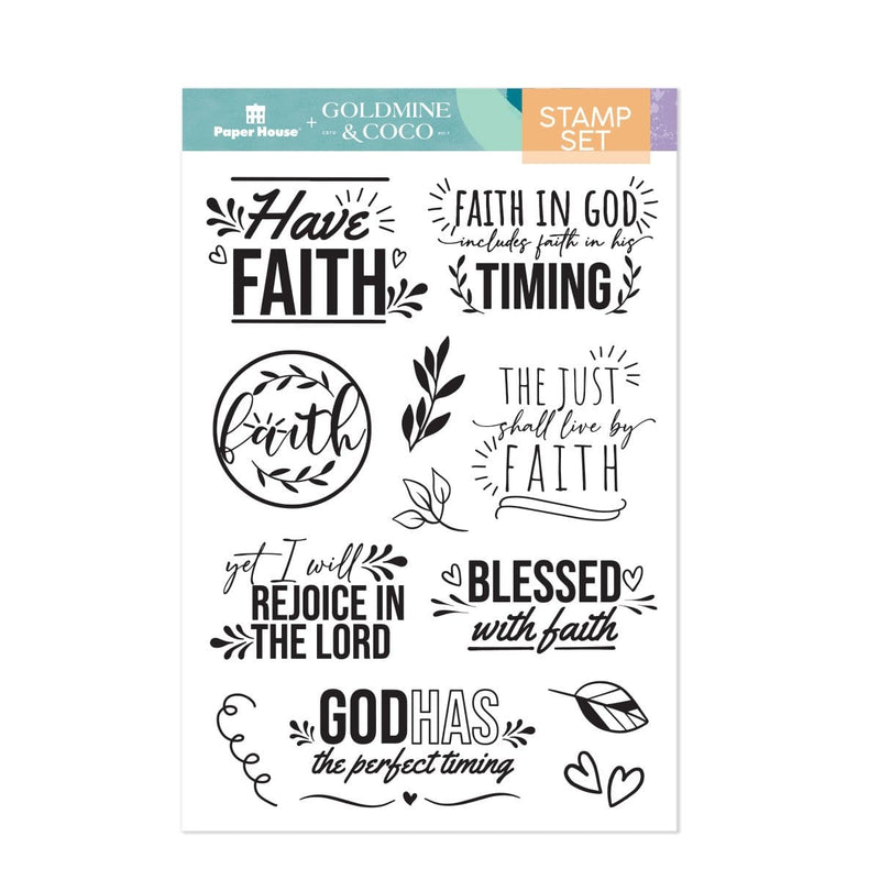 craft kit stamp set is shown in package featuring inspirational sentiments and illustrations.