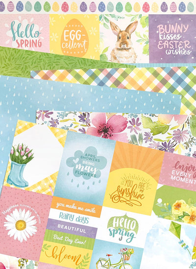 this craft kit image features close up of spring themed scrapbook papers.