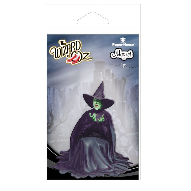 fridge magnet featuring the melting Wicked Witch of the West shown in package featuring a blue/gray background.