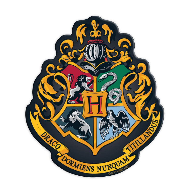 fridge magnet featuring a colorful Hogwarts crest shown on a white background.