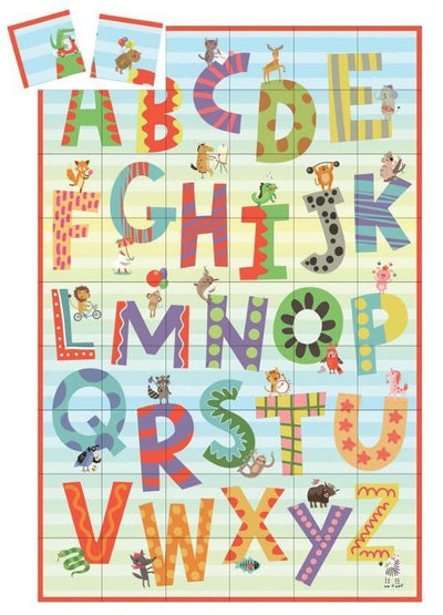 Alphabet matching game for kids image shows game cards with adorable letter illustrations.