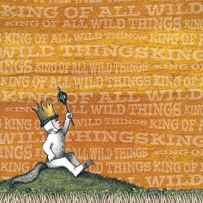 scrapbook paper featuring Max from Where the Wild Things Are sitting on a hill.