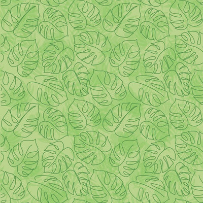 scrapbook paper featuring an illustrated pattern of green palm leaves.