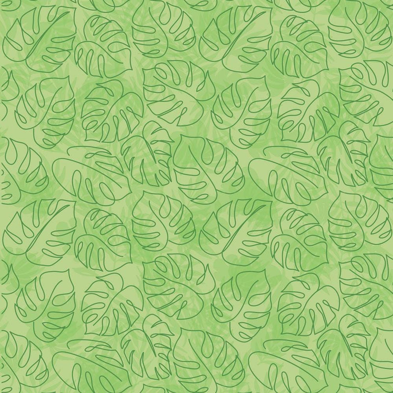 scrapbook paper featuring an illustrated pattern of green palm leaves.